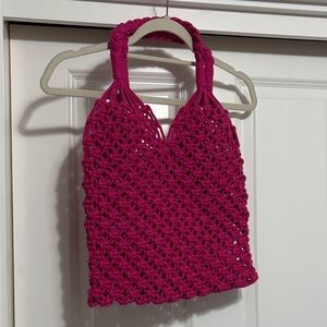 J.Crew Bright Pink Woven Tote Bag